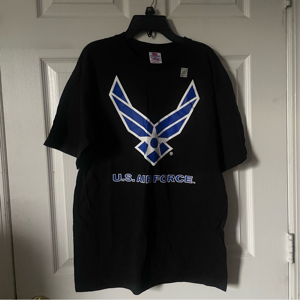 U.S. Air Force Black Short-Sleeve Tee with Blue Emblem